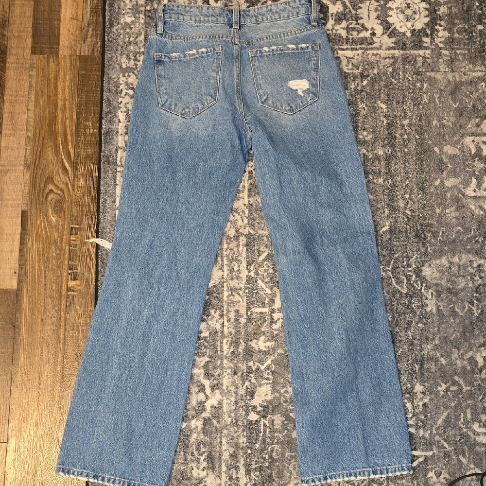 Flying Monkey Light Blue Distressed Flare Jeans - Picture 3 of 4